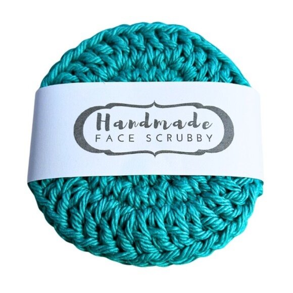 NWT Handmade Aqua Crochet Facial Rounds 100% Cotton Face Scrubbies Set of 4 Eco - Picture 1 of 4